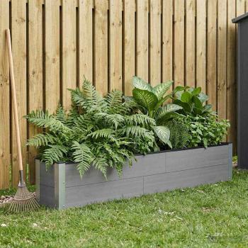 ARDEBO.de - Hochbeet Grau 200 x 30 x 36 cm WPC und Aluminium