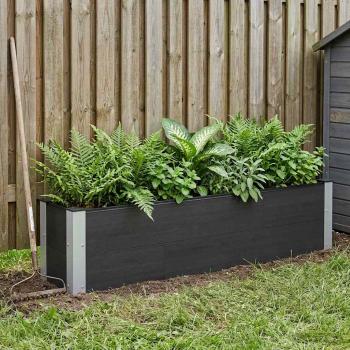 ARDEBO.de - Hochbeet Schwarz 150 x 30 x 36 cm WPC und Aluminium