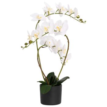 Künstliche Orchideenpflanze mit Topf Weiß 45 x 15 x 65 cm