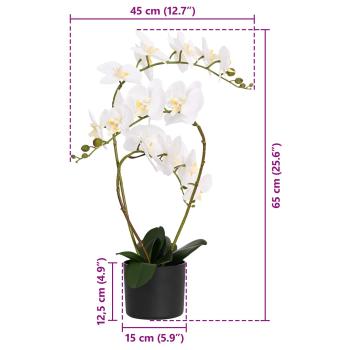 Künstliche Orchideenpflanze mit Topf Weiß 45 x 15 x 65 cm