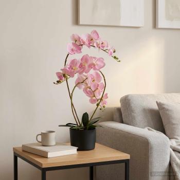 ARDEBO.de - Künstliche Orchideenpflanze mit Topf Rosa 45 x 15 x 65 cm