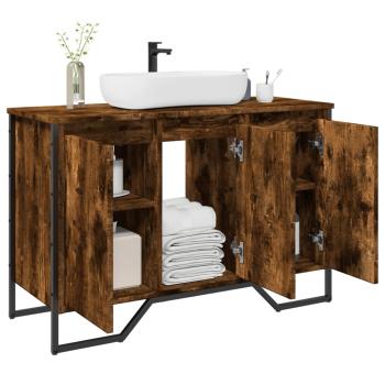 ARDEBO.de - Waschbeckenunterschrank Räuchereiche 91x35x60 cm Holzwerkstoff