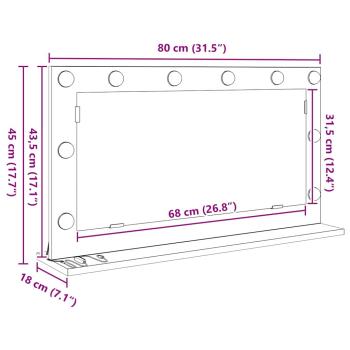 Waschtischspiegel Weiß 80 x 45 x 18 cm Glas und furniertes Holz