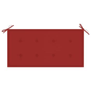 Gartenbank mit Roter Auflage 112 cm Massivholz Teak