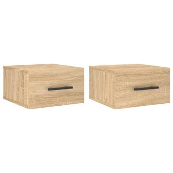 Wand-Nachttische 2 Stk. Sonoma-Eiche 35x35x20 cm