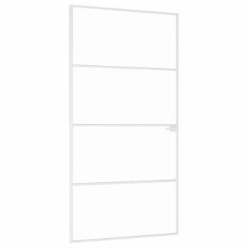 Innentür Weiß 102x201,5 cm Hartglas & Aluminium Schlank