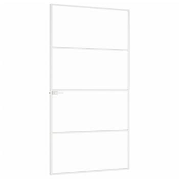 Innentür Weiß 102x201,5 cm Hartglas & Aluminium Schlank