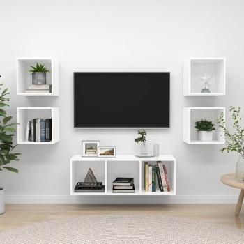 ARDEBO.de - 5-tlg. TV-Schrank-Set Weiß Holzwerkstoff