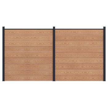 Zaunelement 2 pcs WPC und Aluminium Braun