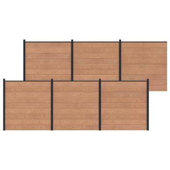 Zaunelement 6 pcs WPC und Aluminium Braun