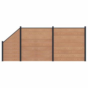 Zaunelement 3 pcs WPC und Aluminium Braun