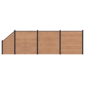 Zaunelement 4 pcs WPC und Aluminium Braun