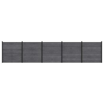 zaunset 5 stk. 872 x 186 cm WPC und Aluminium Grau