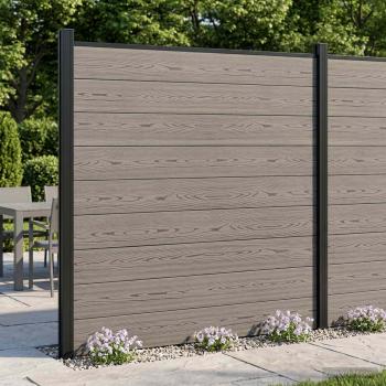 ARDEBO.de - zaunset 7 stk. 1218 x 186 cm WPC und Aluminium Grau