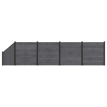 zaunset 5 stk. 792 x 186 cm WPC und Aluminium Grau