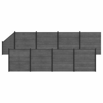 zaunset 9 stk. 1484 x 186 cm WPC und Aluminium Grau