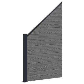 zaunset 9 stk. 1484 x 186 cm WPC und Aluminium Grau