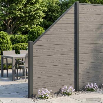 ARDEBO.de - zaunset 10 stk. 1657 x 186 cm WPC und Aluminium Grau