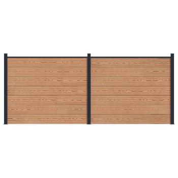 Zaunelement 2 pcs WPC und Aluminium Braun