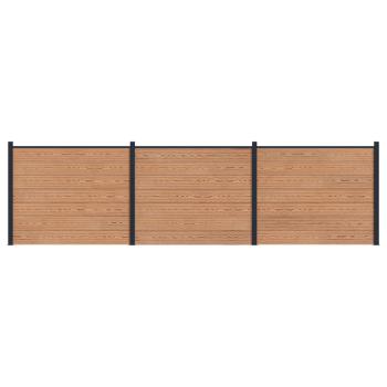 Zaunelement 3 pcs WPC und Aluminium Braun