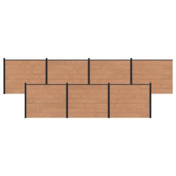 Zaunelement 7 pcs WPC und Aluminium Braun