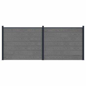 Zaunelement 2 pcs WPC und Aluminium Grau
