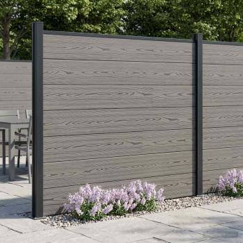 ARDEBO.de - Zaunelement 3 pcs WPC und Aluminium Grau