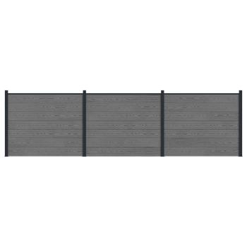 Zaunelement 3 pcs WPC und Aluminium Grau