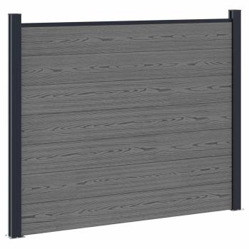 Zaunelement 3 pcs WPC und Aluminium Grau