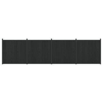 Zaunelement 4 stk. 705 x 186,5 cm WPC und Aluminium Schwarz