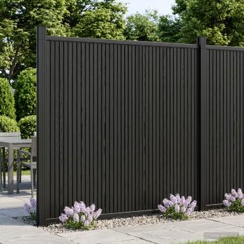 ARDEBO.de - Zaunelement 5 stk. 880 x 186,5 cm WPC und Aluminium Schwarz
