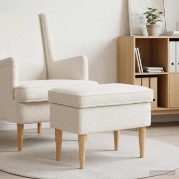 ARDEBO.de - Hocker Creme 55 x 35 x 41 cm Bouclé