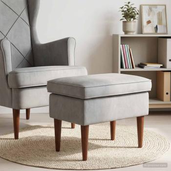 ARDEBO.de - Hocker Hellgrau 55 x 35 x 41 cm Samt