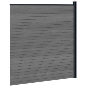 zaunset 175 x 186 cm WPC und Aluminium Grau