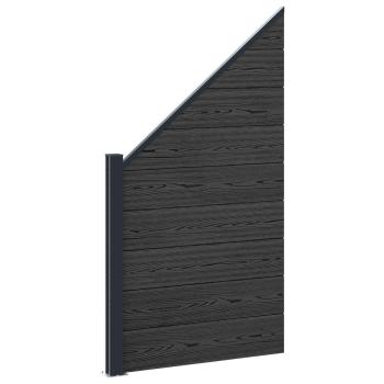 zaunset 95 x 180 cm WPC und Aluminium Schwarz