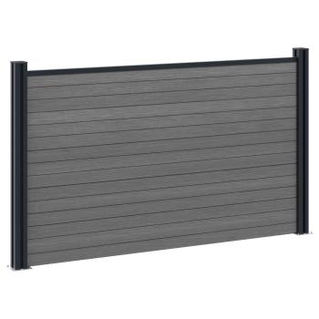 zaunset 180 x 105 cm WPC und Aluminium Grau