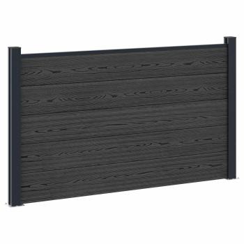 zaunset 180 x 105 cm WPC und Aluminium Schwarz