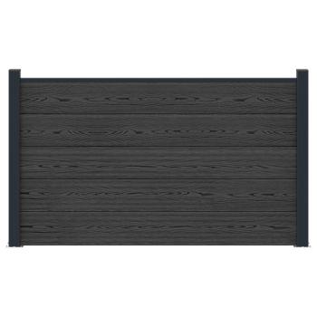 zaunset 180 x 105 cm WPC und Aluminium Schwarz