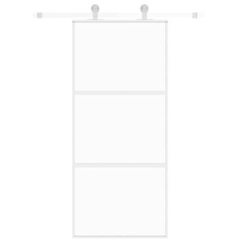 Schiebetür Weiß 90x205 cm Hartglas und Aluminium