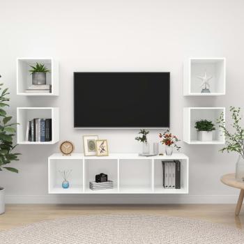 ARDEBO.de - 5-tlg. TV-Schrank-Set Weiß Holzwerkstoff