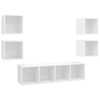 5-tlg. TV-Schrank-Set Weiß Holzwerkstoff