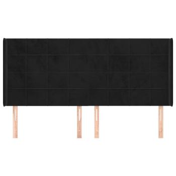 Kopfteil mit Ohren Schwarz 183x16x118/128 cm Samt