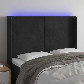 ARDEBO.de - LED Kopfteil Schwarz 147x16x118/128 cm Samt