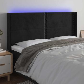 ARDEBO.de - LED Kopfteil Schwarz 203x16x118/128 cm Samt