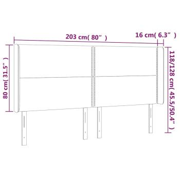 LED Kopfteil Schwarz 203x16x118/128 cm Samt