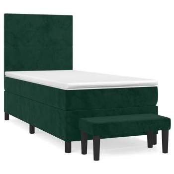 Boxspringbett mit Matratze Dunkelgrün 90x190 cm Samt