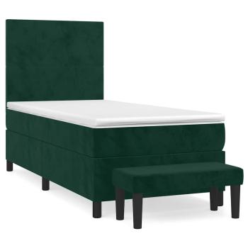 Boxspringbett mit Matratze Dunkelgrün 90x200 cm Samt