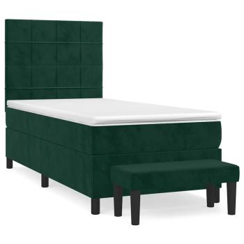 Boxspringbett mit Matratze Dunkelgrün 90x200 cm Samt