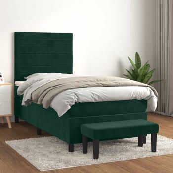 ARDEBO.de - Boxspringbett mit Matratze Dunkelgrün 80x200 cm Samt