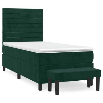 Boxspringbett mit Matratze Dunkelgrün 90x190 cm Samt